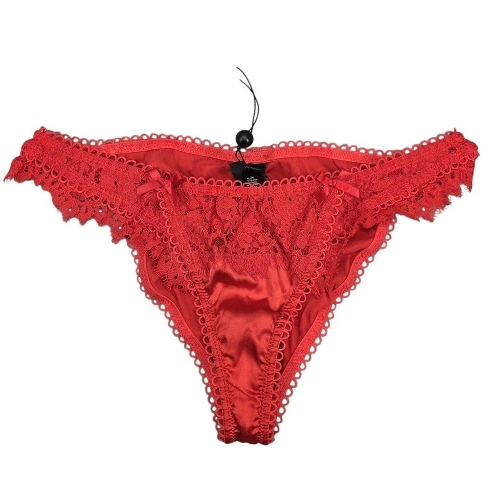NWT For Love and Lemons Skivvies Red Side Undie Cheeky Lace Detail Panties